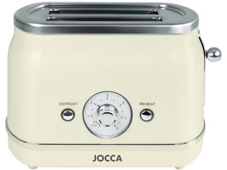 Tostadora Vintage 2 Rebanadas Color Crema – Función Recalentar, Descongelar, Cancelar – Control de Tiempo y Guías Centradoras – Estilo retro – 700W