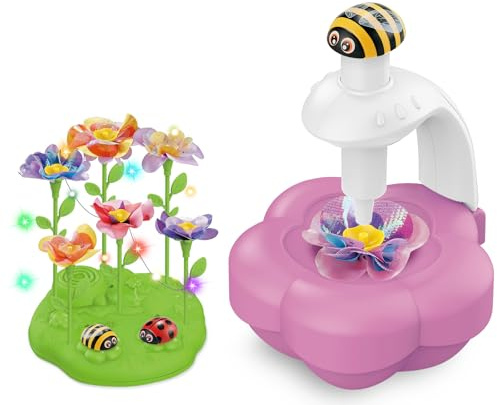 Envyvip Fabric Flower Bouquets Toys with Light & Music, Deluxe DIY Arts and Crafts Kits for Kids 4-10 Year Old with Ribbons, Fridge Magnets, Greeting Cards