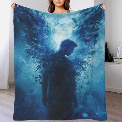 TBDUEPS Kuschelige Decke mit Fallen Angel, Dicke, weiche Fleecedecke für Sofa, 200 x 230 cm