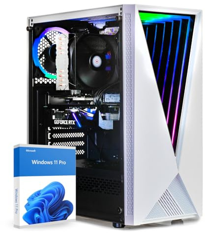 dcl24 Gaming PC Ryzen 5 4500, RTX5050 8GB - 500GB SSD, 16GB DDR4, weißer PC mit 6x4.1 GHz, Desktop PC mit WLAN, Computer mit Windows 11 Pro [20480]