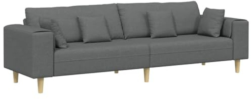 vidaXL Sofa mit Kissen Dunkelgrau 250 x 77 x 76 cm Stoff, Wohnzimmersofa, modernes Design, Stoffcouch, schicke Stühle, ergonomische Liege, Bequeme Sitzmöglichkeiten