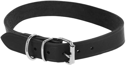 KERBL Halsband Tuscany – Farbe Schwarz (Halsumfang 42 – 50 cm, Breite 30 mm, Material Leder, verstellbar) 86214