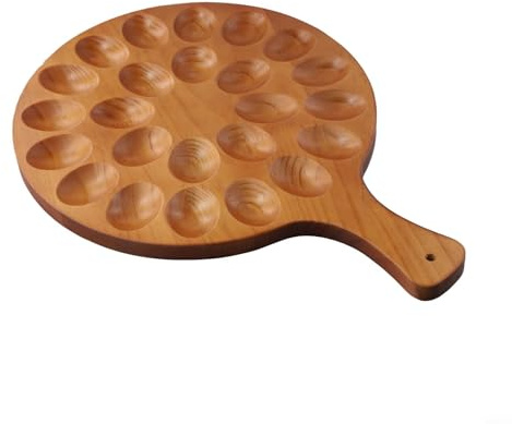 TONIXY 24 Holes Deviled Egg Platter Tray Wooden Deviled Egg Tray For Kitchen Counter Or Refrigerator, Multipurpose Serving Board