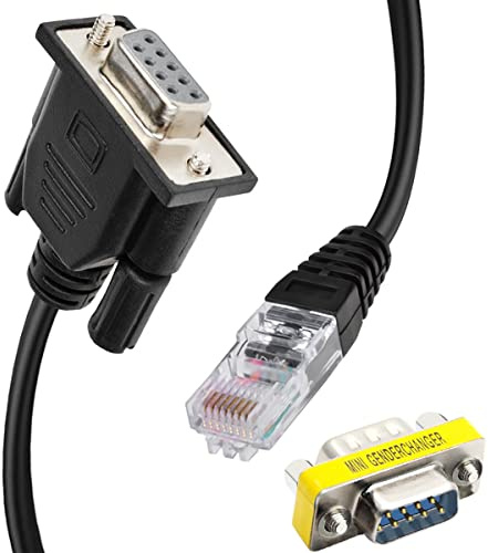 HAAMNING7 RJ45 to RS232 DB9 Serial 9 Pin Female to RJ45 Female Ethernet LAN Console per Router Switch Computer, with DB9 Gender Converter, 150cm/4.92FT