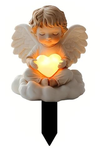 jiejack Decorazione per tomba, resistente alle intemperie, a forma di angelo, per cimitero, resistente alle intemperie, impermeabile, adatto per cimitero, decorazione per prato, aiuole (angioletto)