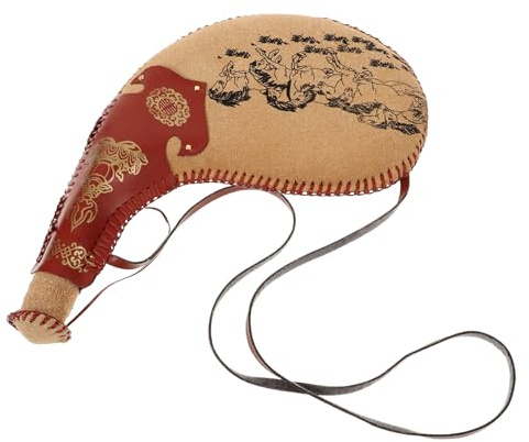 VINTORKY Verschleißfeste Bota Tasche aus Leder mit Schultergurt Traditioneller Wasserfester Beutel für Hiking und Backpacking Tragbarer Wasserbeutel in Vintage Stil für Sommerstimmung