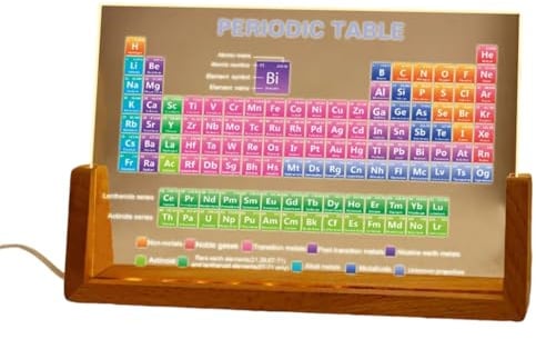Frewurwer Acryl Periodensystem auf Holzsockel, Perfekt für das Studium, Geschenke für Studenten und, Ideal für Feiertagsgeschenke.