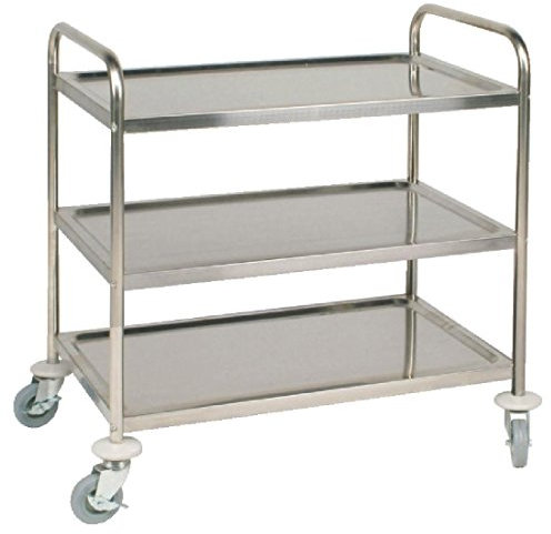 Vogue Abräumwagen mit 3 Etagen, groß 930 x 860 x 535 mm, Edelstahl, Catering