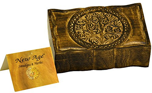 New Age Boîte en bois Arbre de vie 22,9 x 15,2 cm