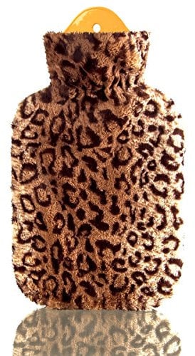 Sanger 2 Litre Hot Water Bottle With Leopard Design Comfortable Removable Cover