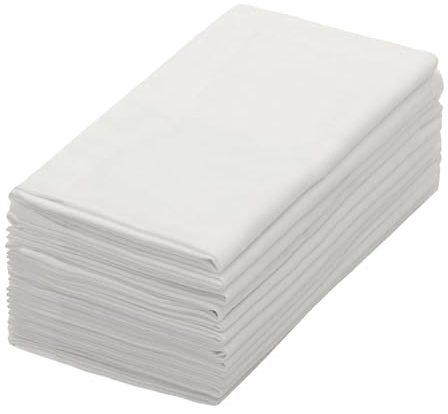 Cotton Craft Servietten, 12 Stück, übergroße Dinner-Servietten, 50,8 x 50,8 cm, weiß, 100% Baumwolle, zugeschnitten mit gehrten Ecken und einem großzügigen Saum, Servietten sind 38% größer als