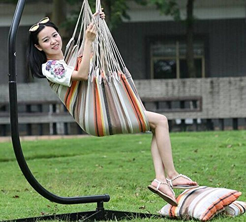 Theramaxx Hängesessel, Hängestuhl, Hängeschaukel, Hängesitz, Hängekorb, mit 2 großen Kissen, Reine Baumwolle, beige