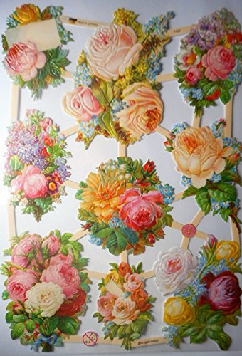 Glanzbilder Blume Rose Blumenstrauss EF 7434 Oblate Posiebilder Scrapbook Deko GWI 421