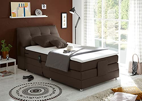 Froschkönig24 Concord 120x200 cm Boxspringbett Bett mit Motor Mokka