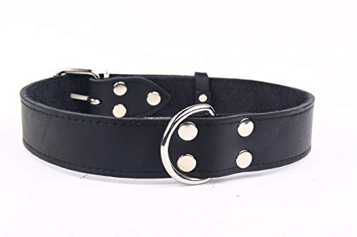 Exklusives,weiches Echt-Leder-Hunde-Halsband 911 35 mm breit x 70 cm,schwarz,Halsumfang 47,5-62cm extra breit für kräftige XXL Hunde