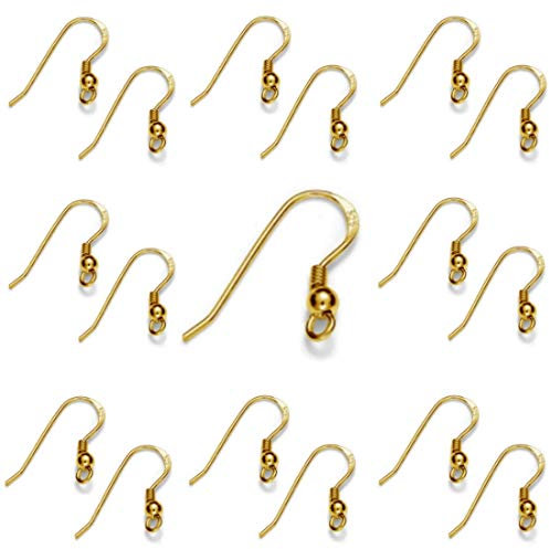 My-Bead 10 pares pescados gancho pendientes del oído 18mm plata de ley 925 chapado en oro doble 24ct DIY