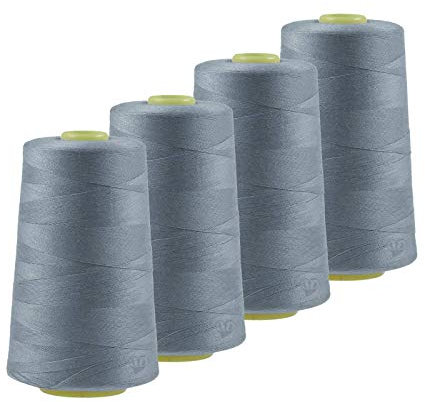 4 x 4572m Qualitäts Overlock-Garn Overlock-Nähgarn Oeko-Tex Farbe 701-740, Farbe:A728 pastellgrau
