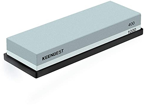 KEENBEST Actual Grit Premium Material Sharpening Stone 2 Side 400 1000 Whetstone Set Kitchen Knife Sharpener Stone Wet Stones for Sharping Knives Kit with Non-slip Rubber Base