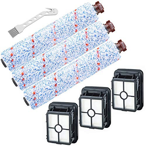 Smilyan Ersatzteile für Bissell CrossWave Staubsauger, 3 Stück 1868 CrossWave Multi-Surface Bürstenrollen + 3 Stück 1866 Ersatz-Staubsaugerfilter, 160-8683, 1608686868683. 4