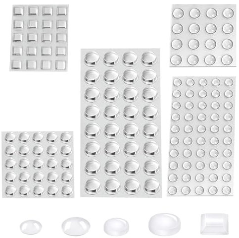 Uni-Fine Shop 5 Stile Elastikpuffer Transparent Selbstklebend Gummipuffer Möbel Schutzpuffer Möbelpuffer Türpuffer Gumminoppen für Möbel Schubladen, Schränke, Notebook 143 Stück