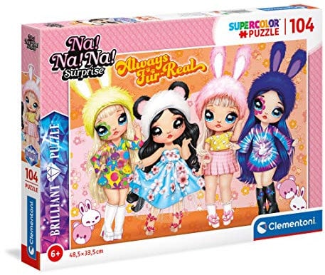 Clementoni - 20186 - Brilliant puzzle - Na Na Na Surprise - 104 pieces - jigsaw puzzles for kids age 6 - Made in Italy, cartoon puzzles