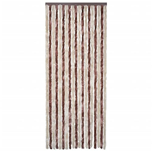 vidaXL Moustiquaire Rideau d'Insectes de Porte Rideau Contre Mouches Caravane Extérieur Maison Mobile Beige et Marron Clair 120x220 cm Chenille