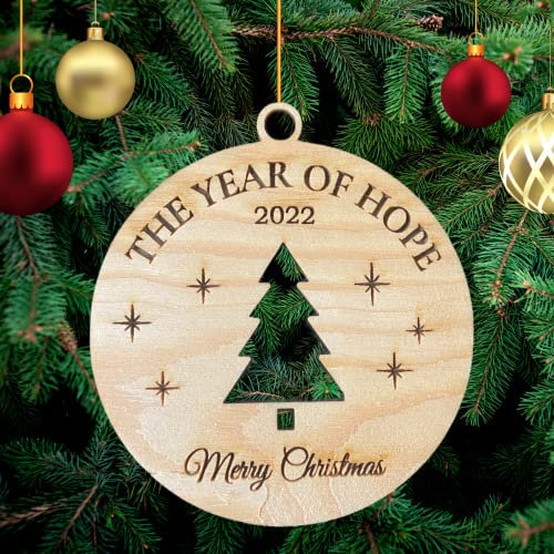 Year of Hope 2022 - Weihnachtsdeko aus Holz Weihnachtsbaum Deko Weihnachtsdekoration Ornament Weihnachtsbaumschmuck Holz Christbaumschmuck Mit Hanfseil