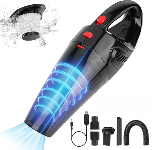 UXWEN Handheld Hoover, Mini Car Hoovers Cordless with HEPA Filter, Car Vacuum Cleaner Cordless with Powerful Suction, Hand Held Vacuuming Cleaning