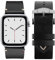 Eternel - Cinturino Vintage Logan nero compatibile con Apple Watch 44/45/46/49 mm adattatori alluminio argento/galassia - Fatta a mano in Francia pelle pieno fiore - Compatibile tutti Apple Watch