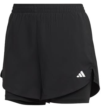 adidas Donna AEROREADY Made for Training Minimal Two-in-One Shorts, Black/White, XXS
