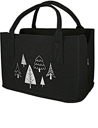 GILDE Filztasche Funny Tree schwarz mit Baum weiß 26x40x25cm Einkaufstasche Shopper