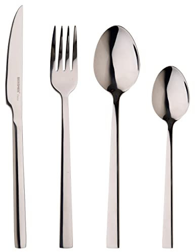 BERGNER Sofia | Besteck Set 24-Teilig | Aus Edelstahl | Robust und Langlebig | Farbe Stahl | Ergonomischer Griff | Besteckset | Leicht zu Reinigen