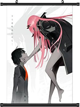 Großes 60x90CM Darling in dem Franxx Kakemono Rollbild | Anime Manga Stoffposter Wallscroll Poster | Wanddeko Geschenk | Zero Two & Hiro