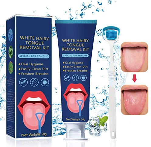 Miioto Zungenreiniger Gel, Tongue Cleaner, Zungenbürste, Wird zur Mundpflege Verwendet, Mundgeruch Vorzubeugen und Schnell für Frischen Atem zu Sorgen, Zungengel 50g + Tongue Scraper