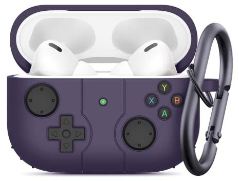 Magiho Airpods Pro 2 Hülle | Gamepad Appearance Design Airpods Pro Hülle – Front-LED sichtbar – Silikon-Schutzhülle für Airpods Pro (2019) und Airpods Pro 2, Kratzfest, stoßdämpfend (Lila)