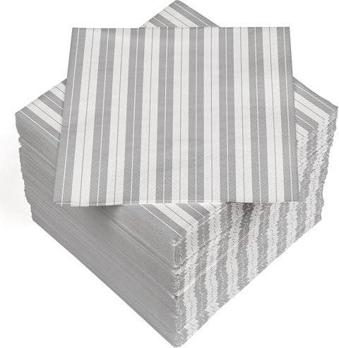 HEKU 100 Servietten, 3-lagig, 33x33cm I Saugstark und praktisch verpackt I Ideal für Hochzeiten, Jubiläen und besondere Anlässe, Streifen
