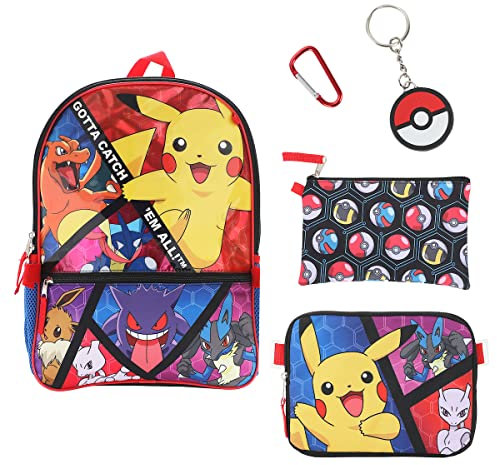 Pokemon Trainer Gotta Catch 'Em All Youth 5-teiliges Rucksack-Set, mehrfarbig, OSFA, klassisch, Mehrfarbig, OSFA, Klassisch