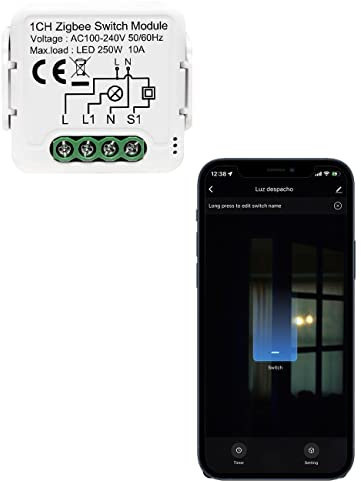 Interruptor inteligente Universal Zigbee, Interruptor Inteligente de 1 via conmutador Inalambrico, Compatible con APP Smart Life-Tuya, Alexa y Google Home. Necesita Hub Zigbee
