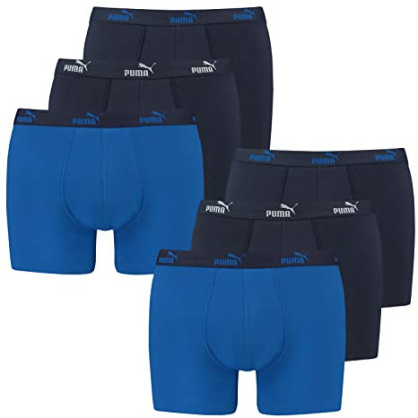PUMA 6 er Pack Boxer Boxershorts Herren Unterwäsche sportliche Retro Pants, Farbe:Blue Combo, Bekleidungsgröße:L