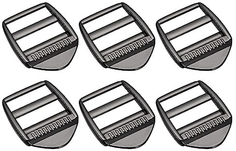 sourcing map Metal Ladder Buckle Slider Tri-Glider Metal Adjustable Buckles, 6pcs 25mm(1) Inner Size for Webbing Backpack Strap, Gun-black