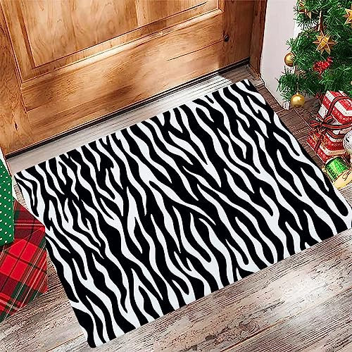 EKSED Badezimmerteppich 60x100 cm,Badematte rutschfest,Weicher Badvorleger,Zebra-Haut-Muster-Entwurfs-Tierdruck,Mikrofaser Absorbent Badteppich für Badewanne,Dusche und Badezimmer