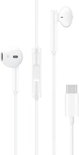 Headset für Original Huawei Nova 8i, Nova 5T, Nova 2 CM33 in Weiss Kopfhörer Ohrhörer geformt Head-Set USB-C TYP-C Stereo Sound