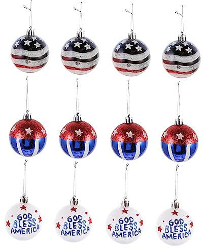 Amosfun 12St Weihnachtskugeln weihnachtsdeko christbaumkugeln Weihnachtsverzierung Unabhängigkeitstag hängender Ball Dekorationen zum Unabhängigkeitstag Amerika-Flagge Partydekoration Foto