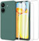 MOONESS kompatibel mit Xiaomi Redmi 13C 6,74 Zoll Hülle,Handyhülle für Xiaomi Redmi 13C 6,74 Zoll mit 2 Stück Schutzfolie,Liquid Silikon TPU Schutzhülle Dünn Backcover - Dunkelgrün
