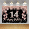 14 Geburtstag Dekorationen für Mädchen - Party Dekoration Schwarz und Roségold, Stoffschild, Hängende Poster, Hintergrund Banner, Willkommensschild