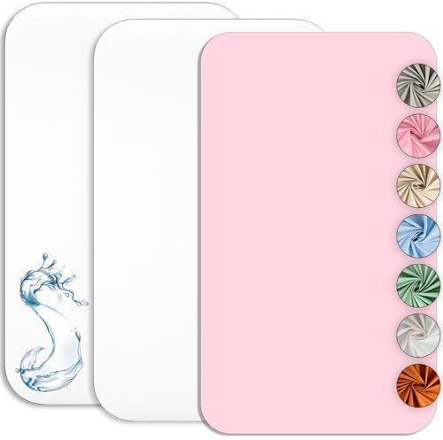 Lovely Hippo Lenzuola Next to Me 3PZ - 2 Lenzuola Cotone + 1 Coprimaterasso Assorbente Materasso Next to me (Bianco/Rosa, 55 x 90 cm)