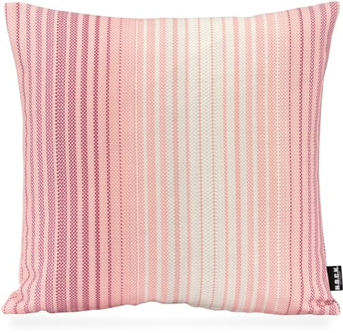 H.O.C.K. Dora Outdoor Kissen und Pouf in rosa und blau Streifen (rosa, Kissen 45x45cm)