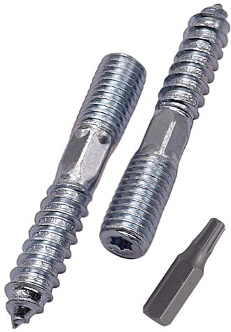 SKIR'CO (15 Stück) Stockschrauben M10 x 60 mm, Dübelschrauben mit Doppelgewinde, Doppelkopfschrauben