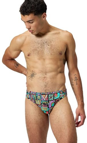Speedo Print Beachstar Brief 2 Costume a Slip per Uomo, Neon Violet, 34