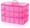 Daletu Boite de Rangement avec Compartiment, Boite de Tri 30 Compartiment pour Lego, Puzzle, Bijoux, Couture, Loisirs Créatifs, Trois Couches, 10 Compartiments Chacune, Transparent, Rose